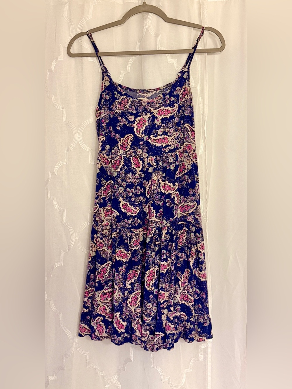Mossimo Supply Co. Paisley Floral Slip Dress Small Blue Pink Spaghetti Strap